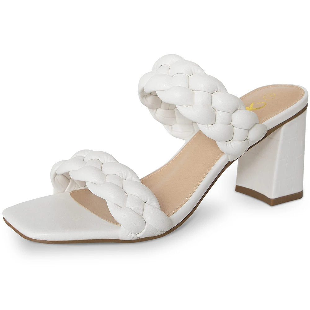 Elegant Women's Braided Strappy Sandals Open Toe Backless Mules