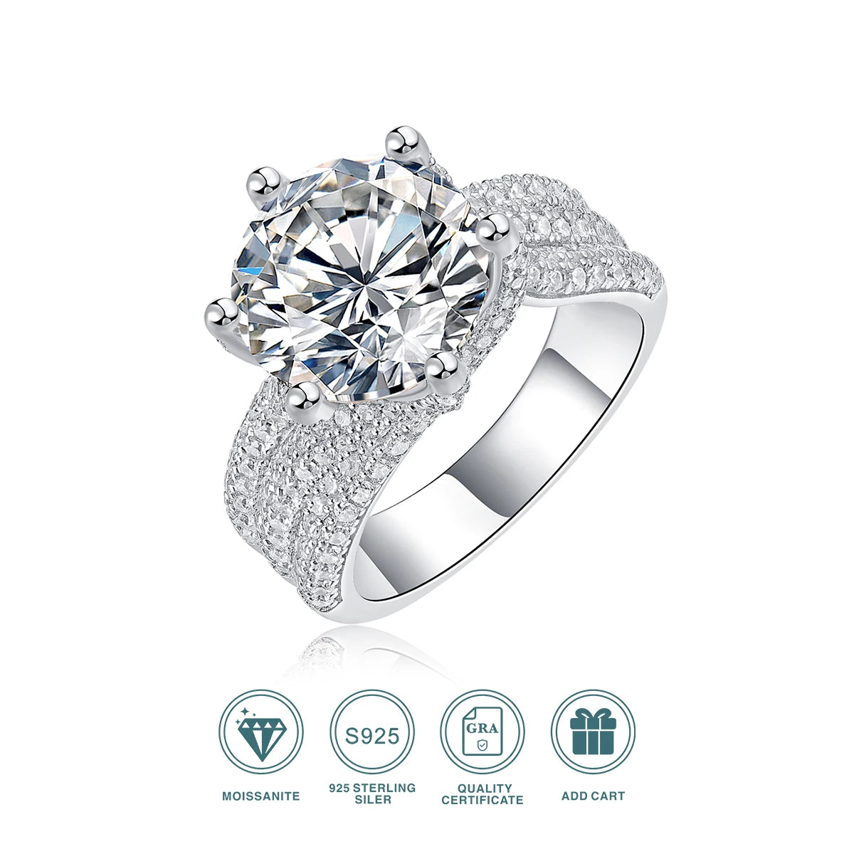 Moissanite Engagement Ring S925 With Claw Setting Classic