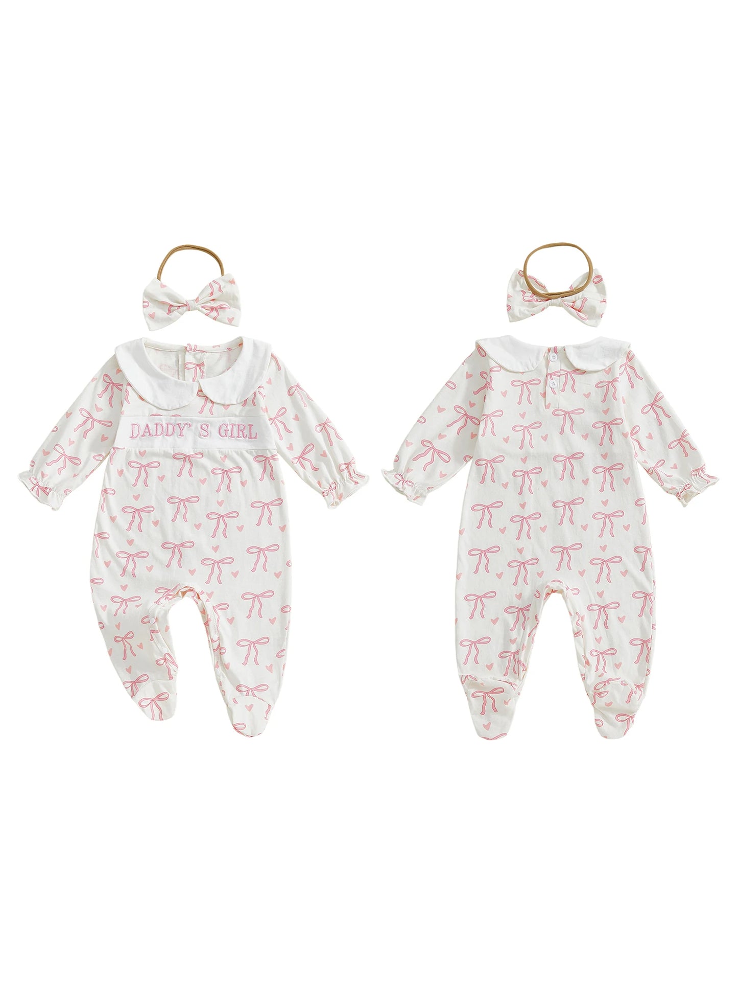 Floral Toddler Girl Ruffle Sleeve Romper With Lace Collar Set