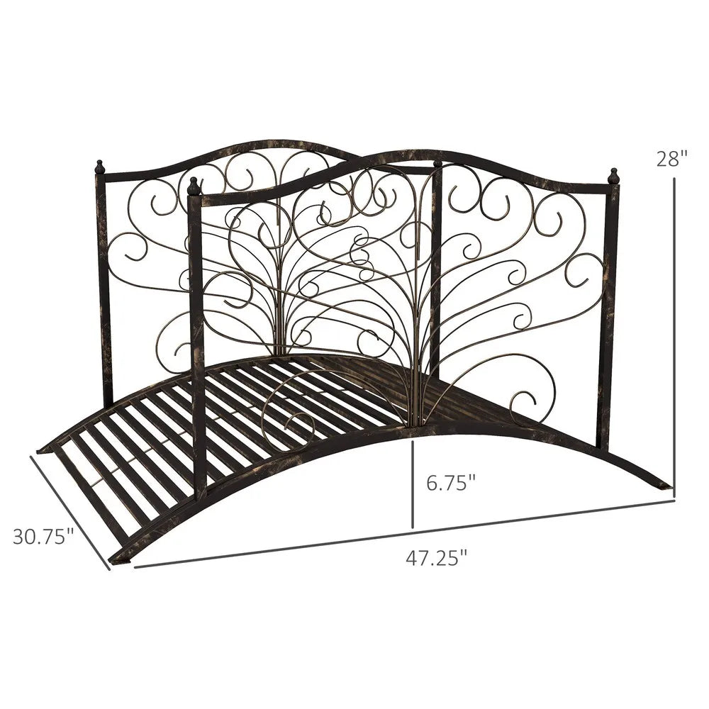 Hign-concerned Curved Outdoor Metal Decorative Garden Bridge