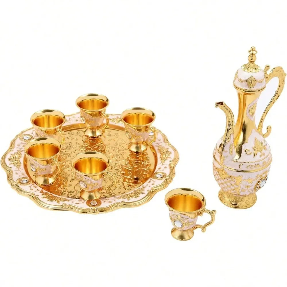 XMSJ Antique Teapot Coffee Set With Six Teacups Tray