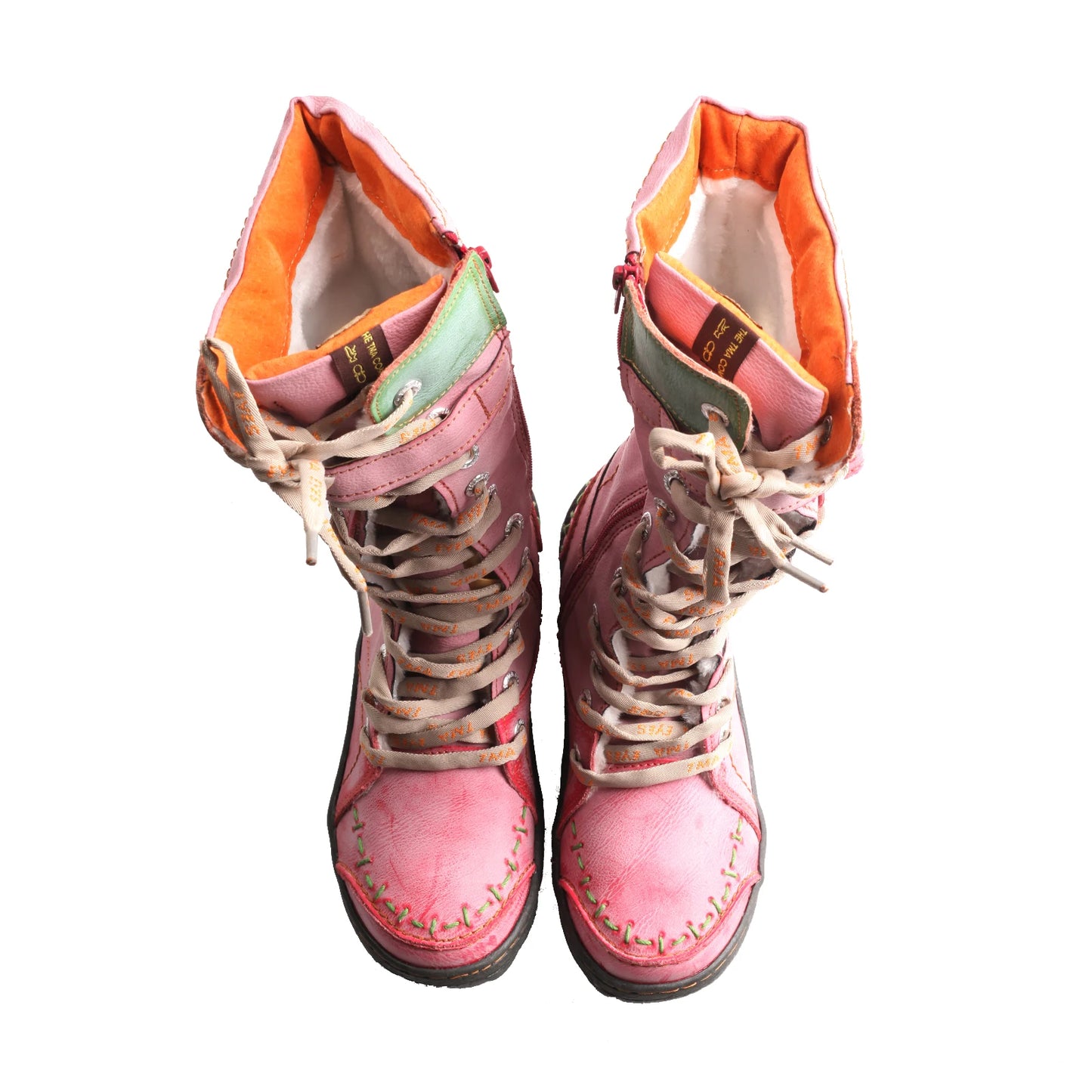 TMA EYES Warm Leather Boots For Women Hand Stitching