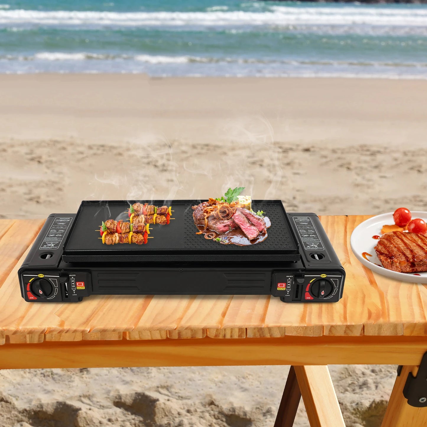 NONED 2500W Portable Camping Stove With Baking Tray And Case