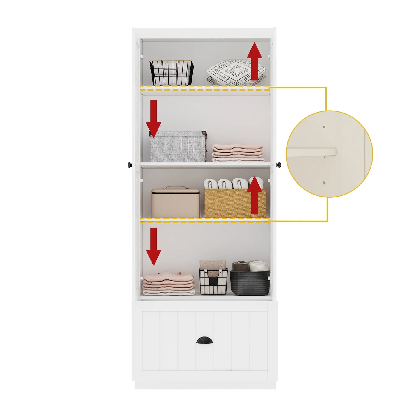 FUFU&GAGA Modern 2-Door Armoire Wardrobe With Drawers