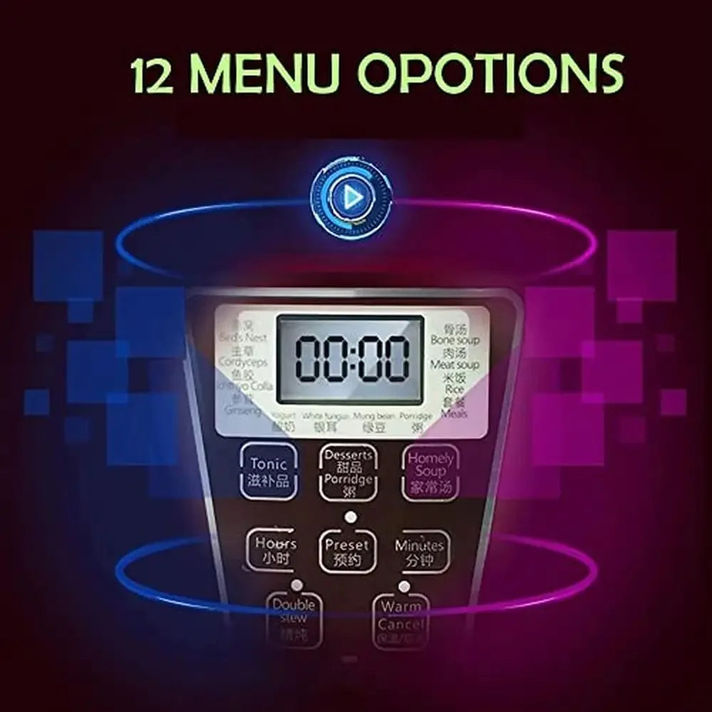 XMSJ 4 In 1 Ceramic Pot Electric Stew With 12 Menus