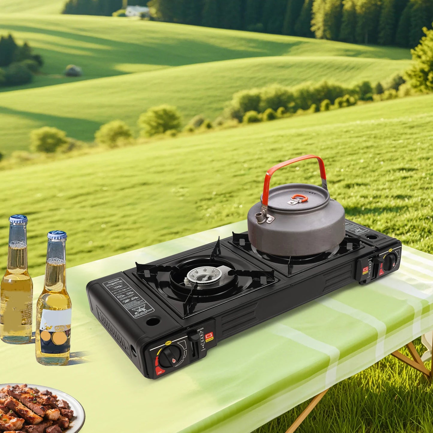 NONED 2500W Portable Camping Stove With Baking Tray And Case