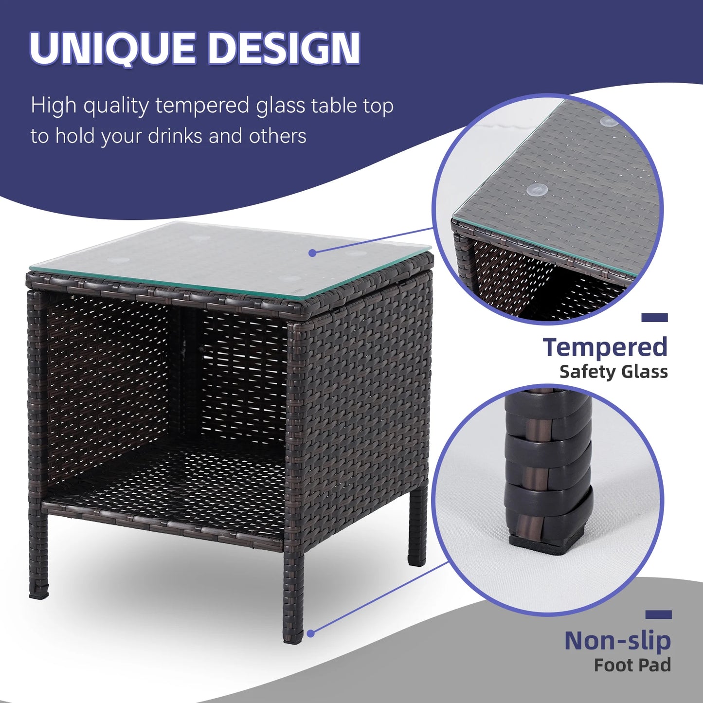 Naga Bahna 3 Piece Outdoor Patio Bistro Set Rattan Furniture