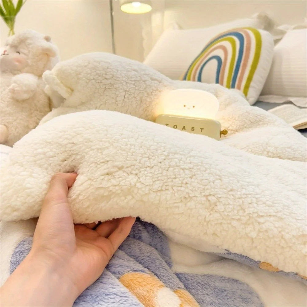 Jiangsu All-Season Thickened Lamb Wool Sherpa Quilt Set Bedding