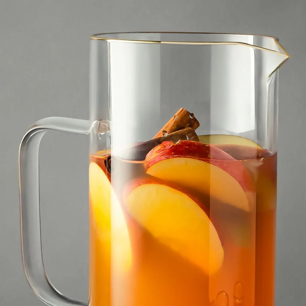 XMSJ 60oz Pitcher And Four Glass Set Gold Rim Design