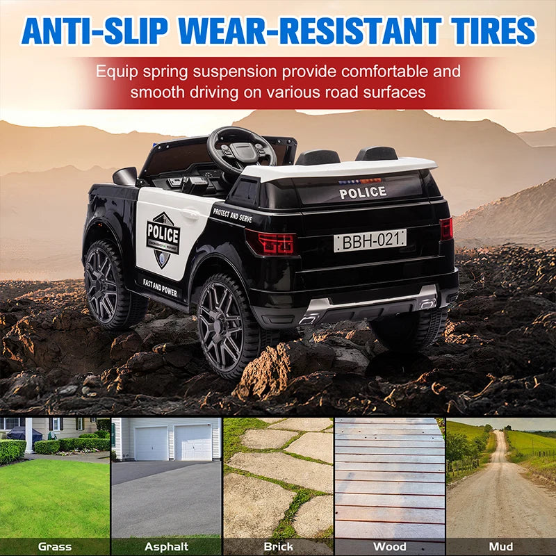 Mukidy 12V Fire Truck Ride Car For Kids With Megaphone