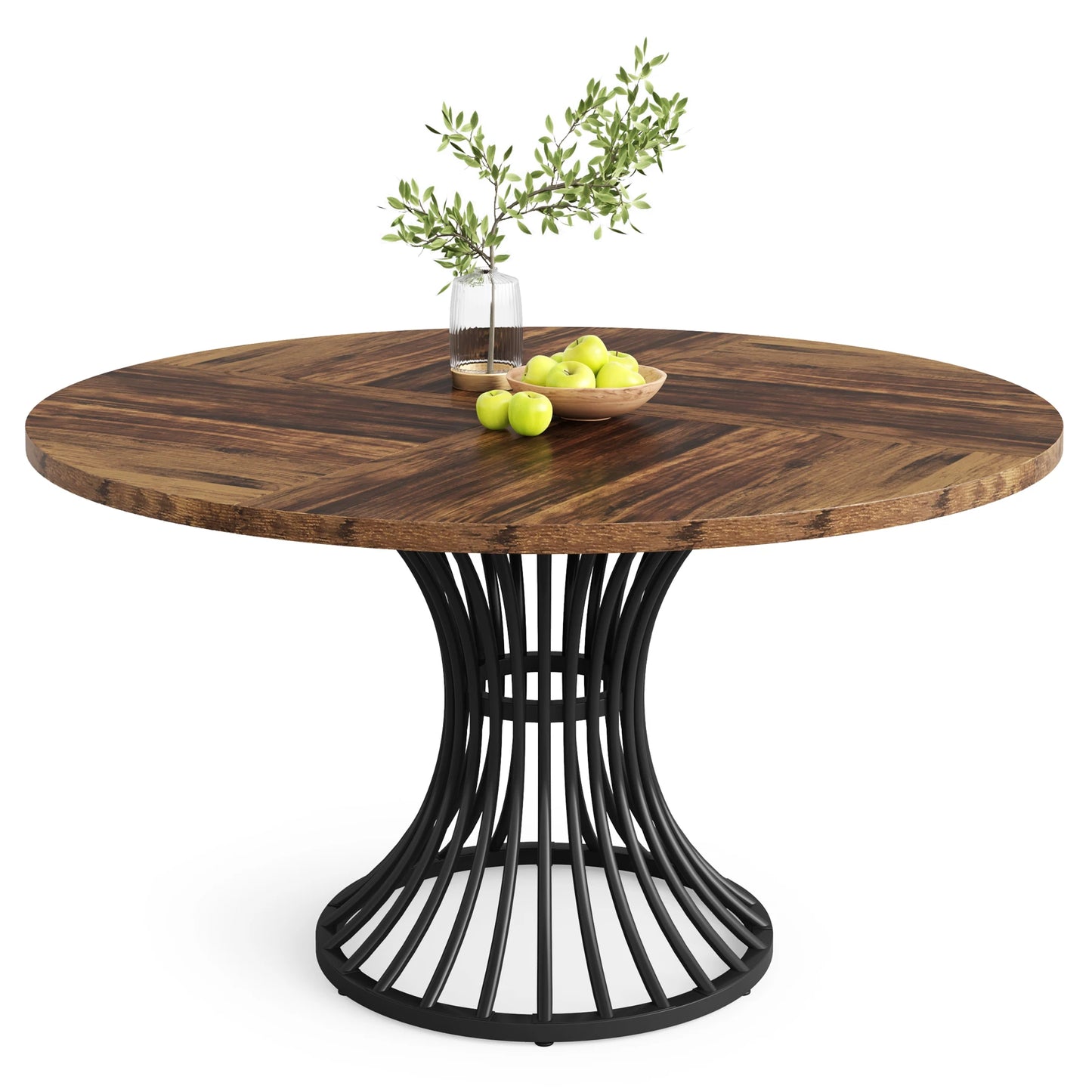 Tribesigns Round Wood Dining Table With Sturdy Metal Base