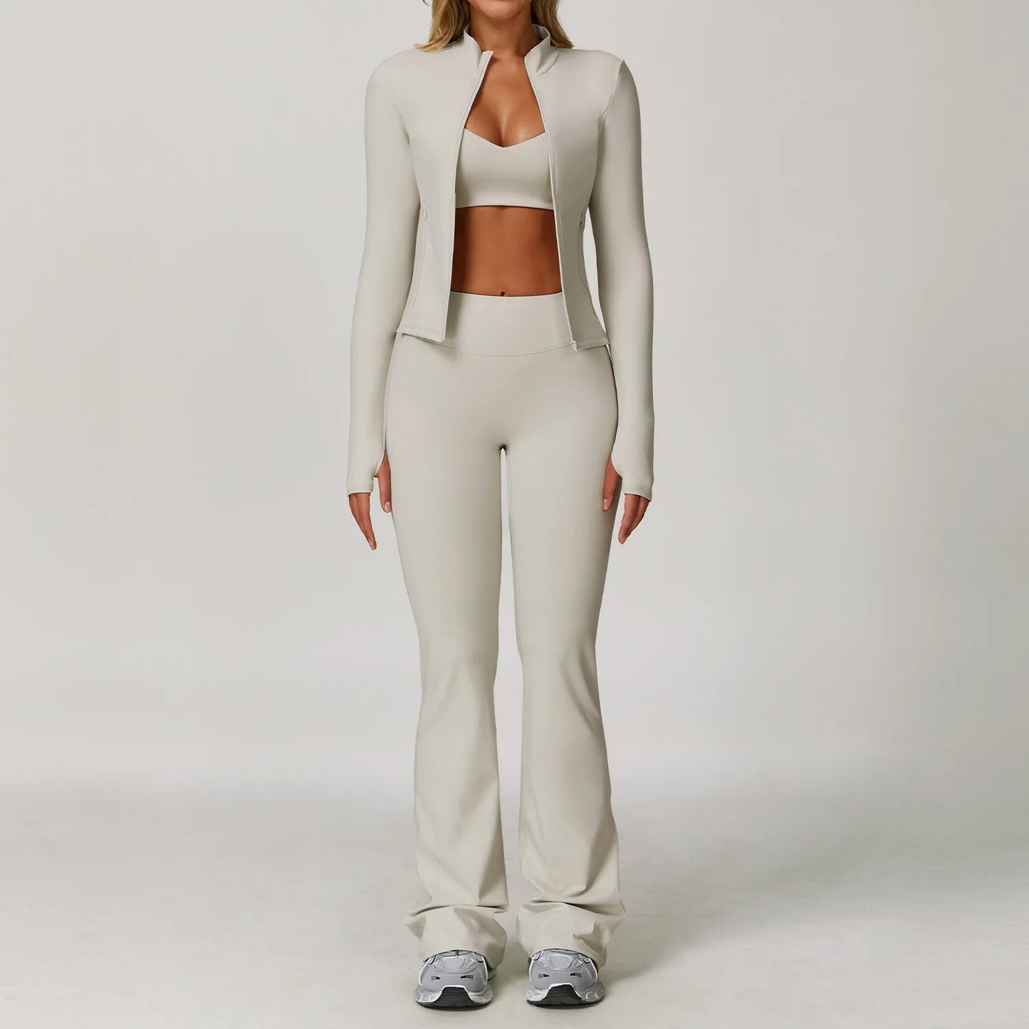 NONECN Womens Yoga Set 2 Piece Sportswear With High Waist Leggings