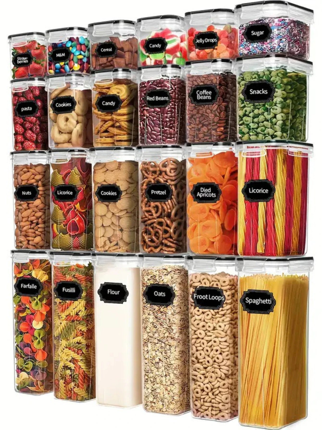 24-Piece Airtight Food Storage Containers With Labels For Spices