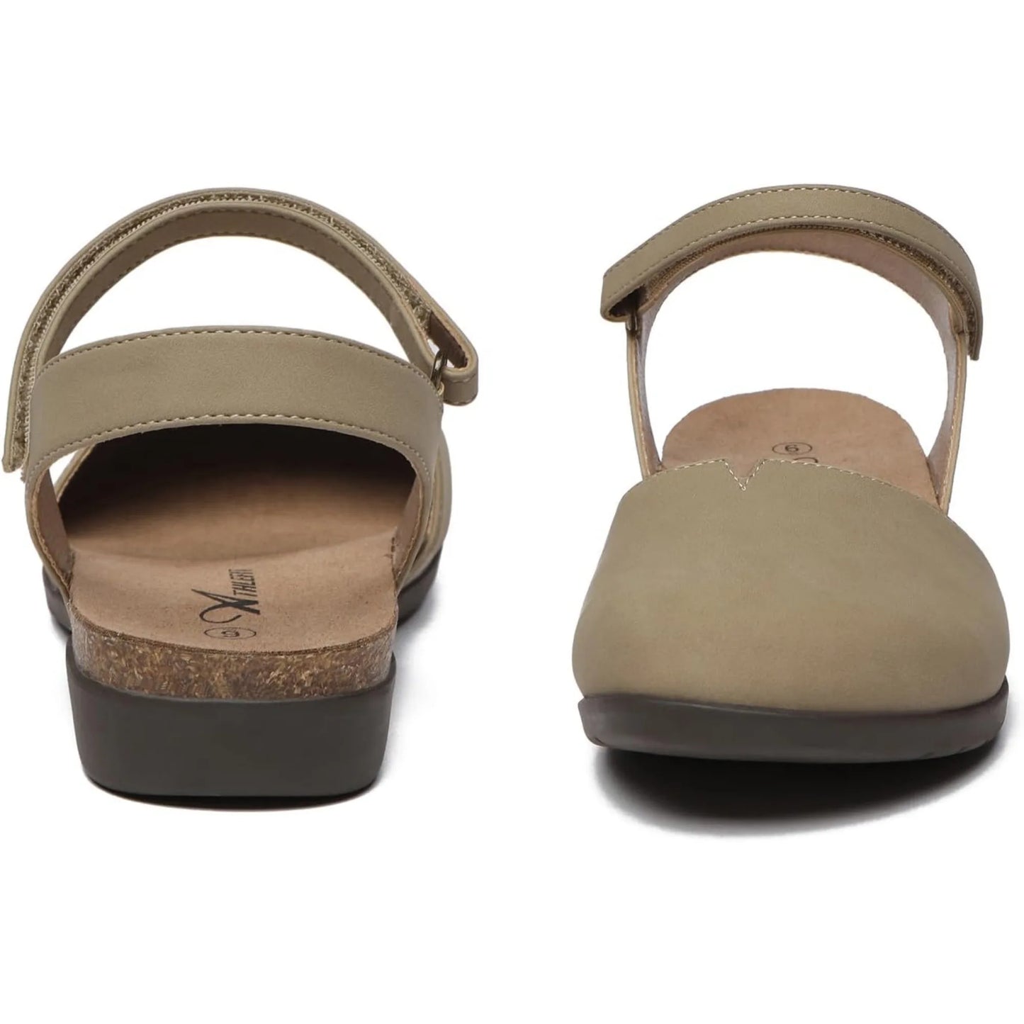 Womens Cork Footbed Closed Toe Sandals With Arch Support