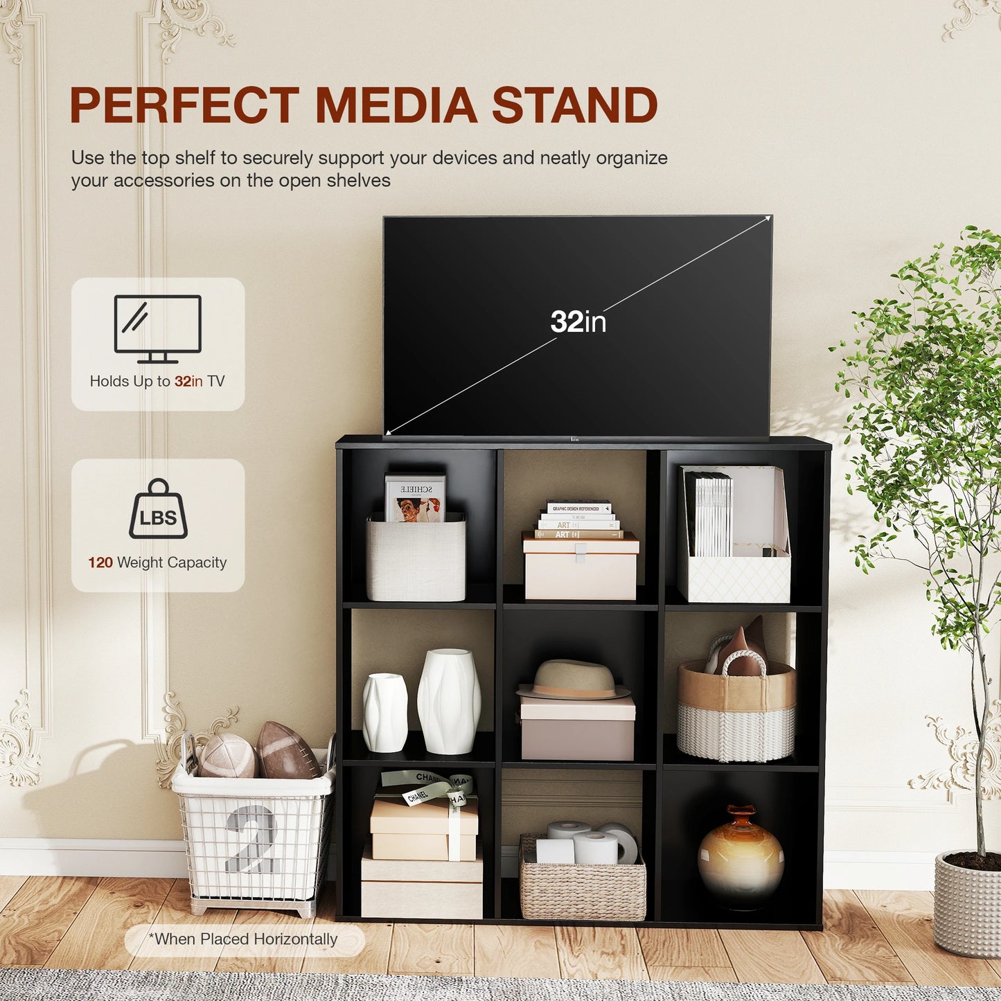 JHK 9 Cube Storage Organizer Bookcase Wooden Shelf Living Room