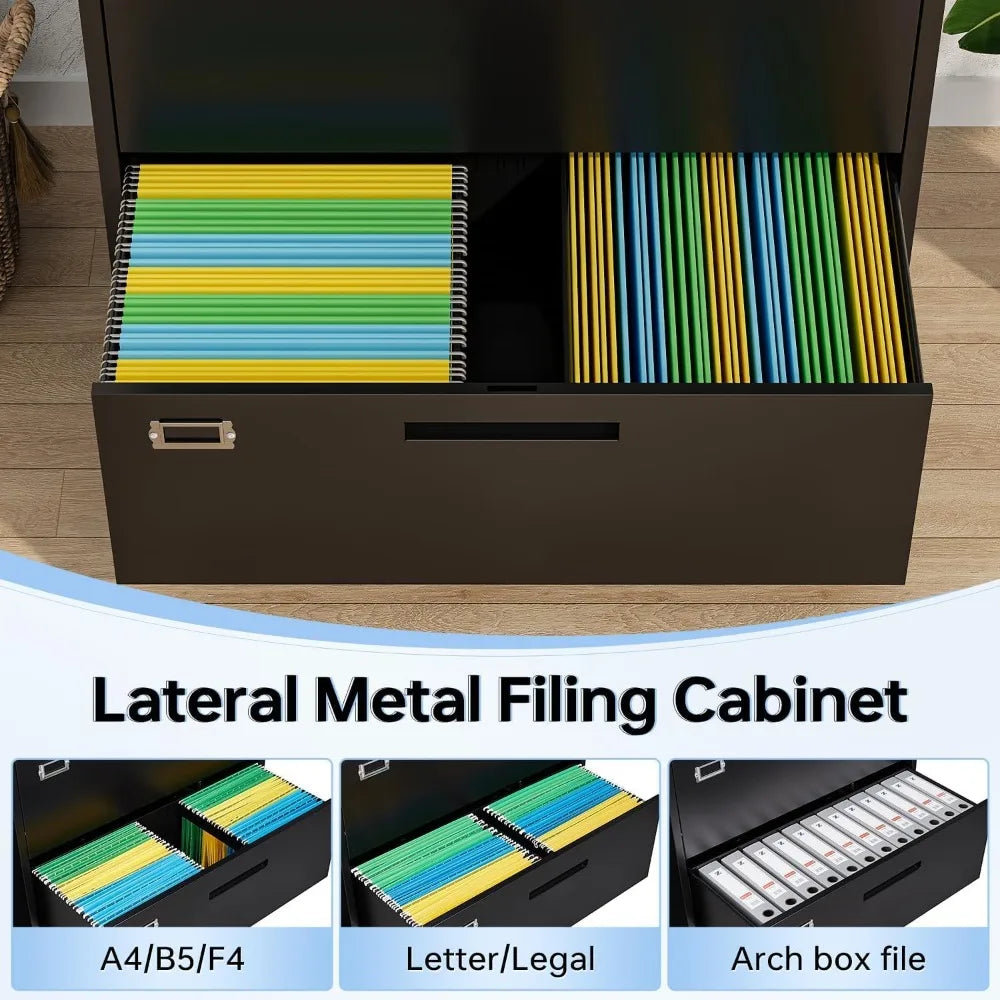 Lateral 4-Drawer Locking Filing Cabinet