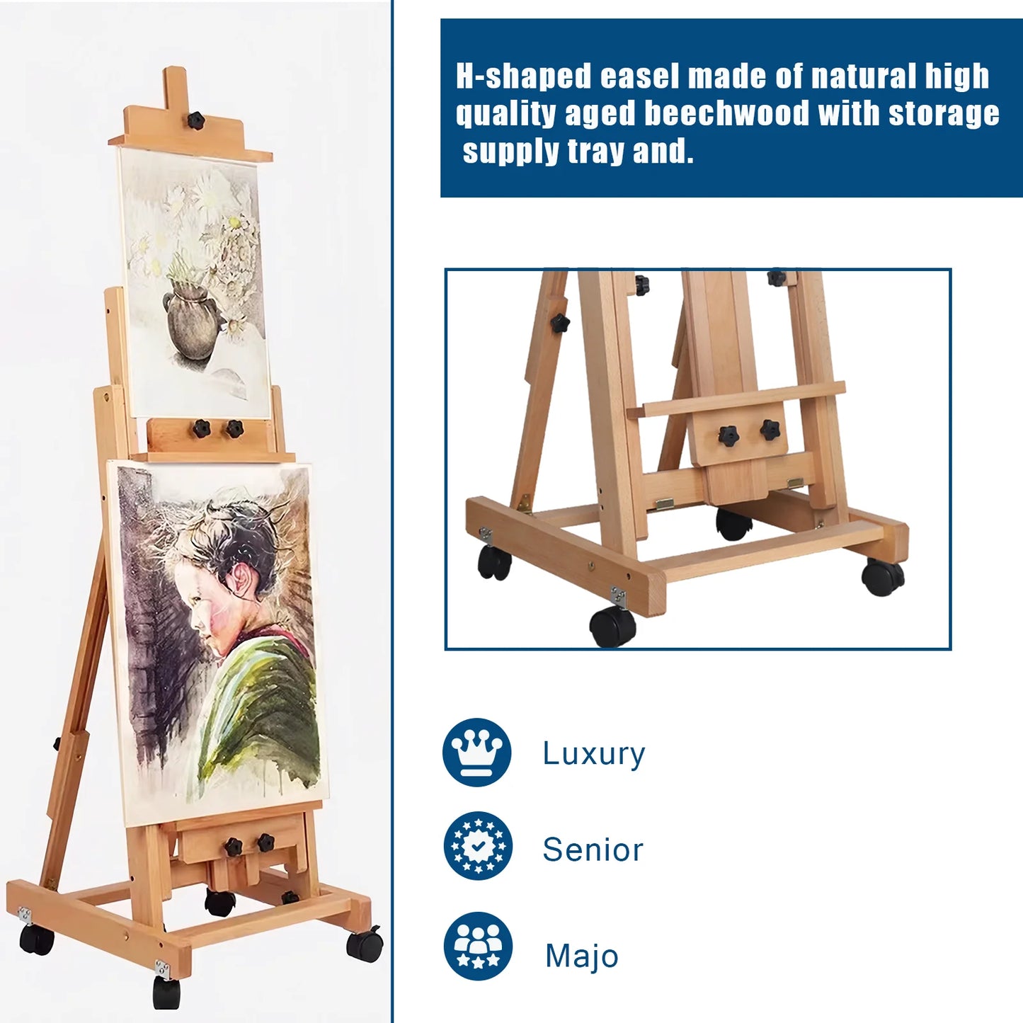Hign-concerned Floorstanding Sketch Easel Beech Wood Stand