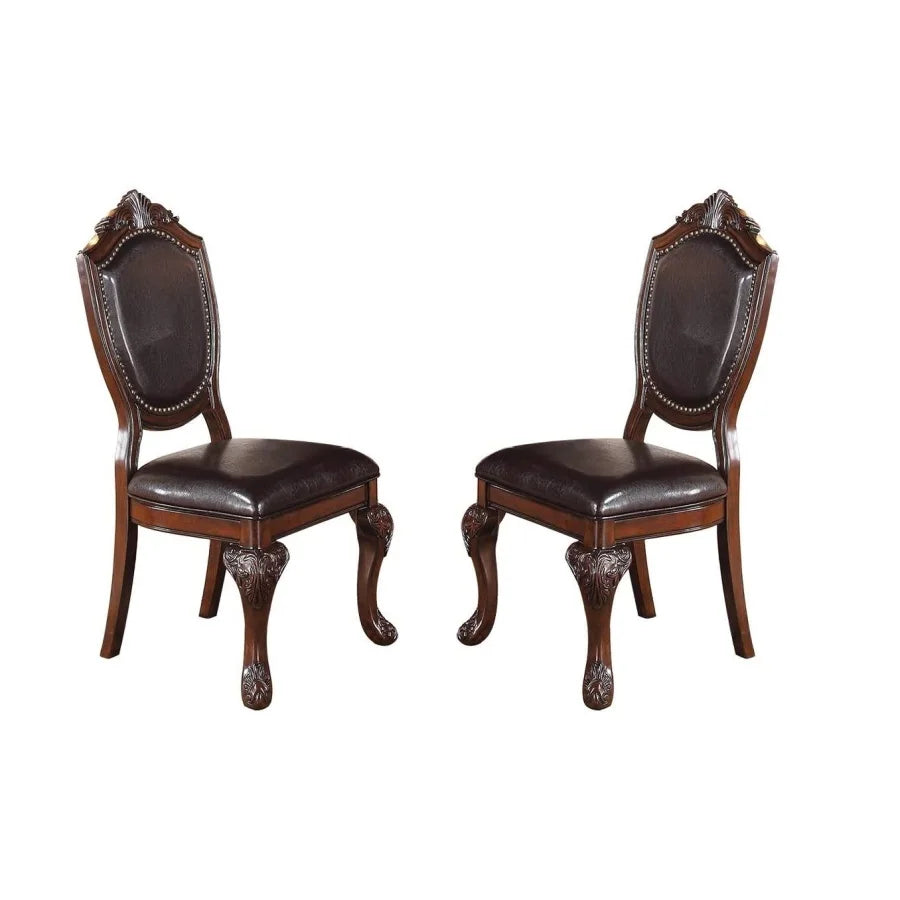 5-Piece Round Dining Set With Classic Table And Upholstered Chairs