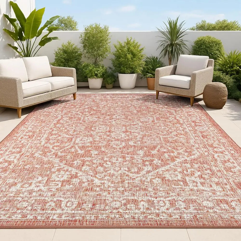 Medallion Indoor Outdoor Area Rug Malta Textured Weave