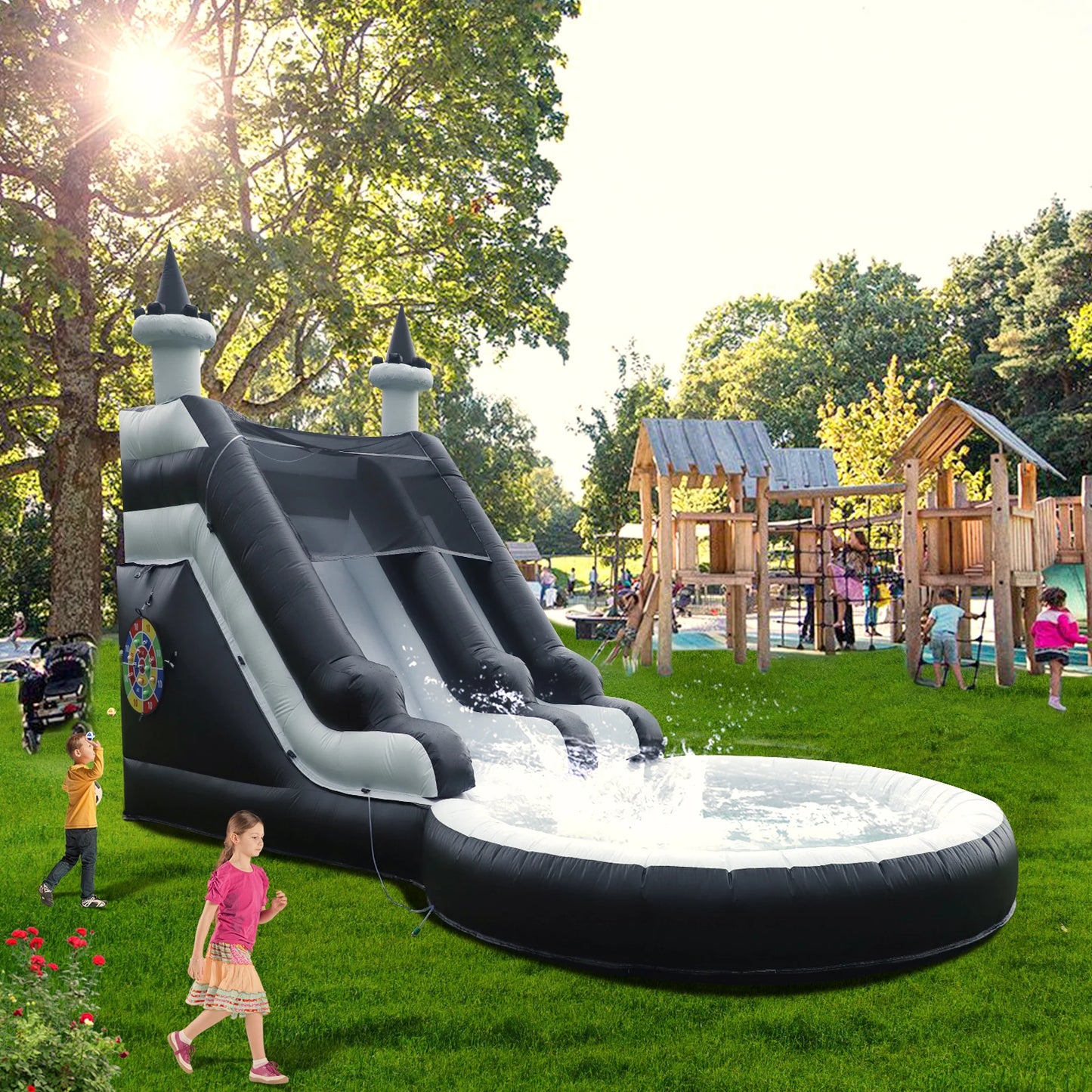 King Inflatable Water Slide With Big Pool For Kids Fun
