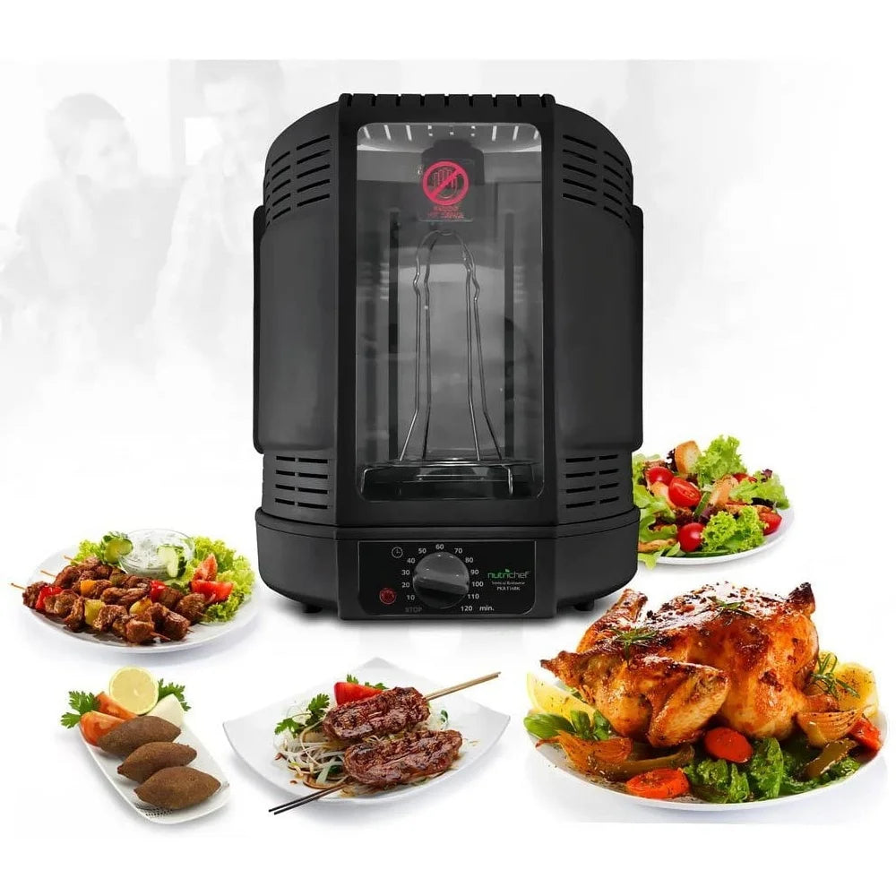 XMSJ Vertical Countertop Rotisserie Oven With Rotating Design And ProgrammableTimer