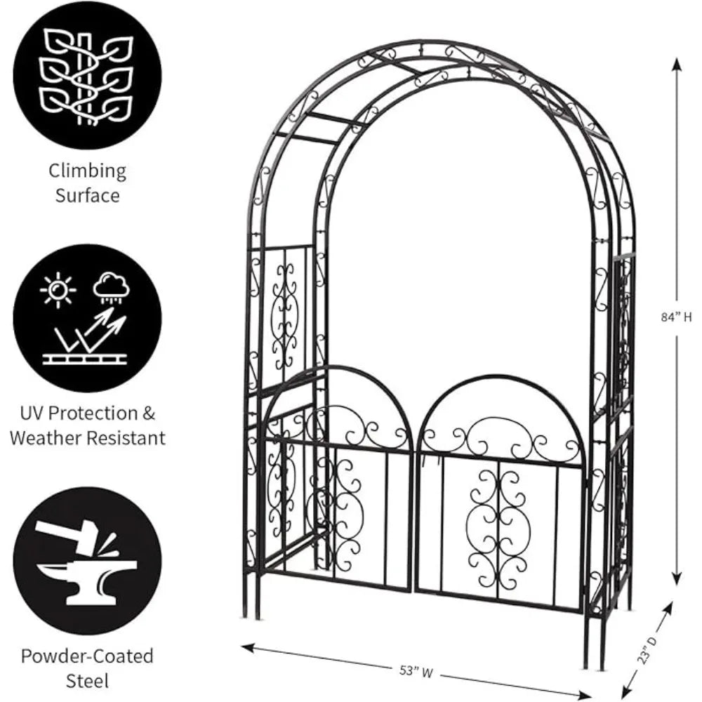 RBX Arch Metal Outdoor Garden Arbor Double Gate
