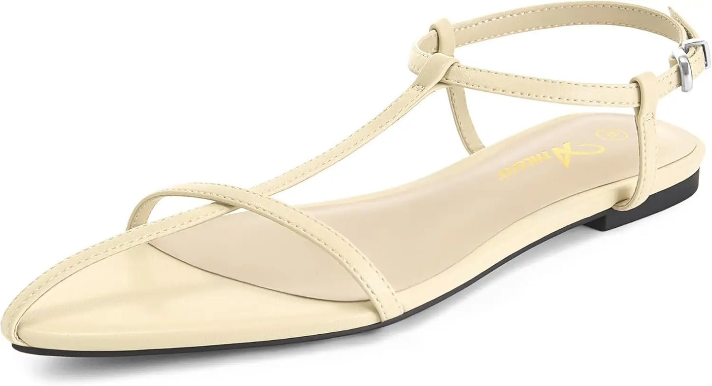 Women Flat Sandals With Buckle Strappy Ankle Strap Open Toe
