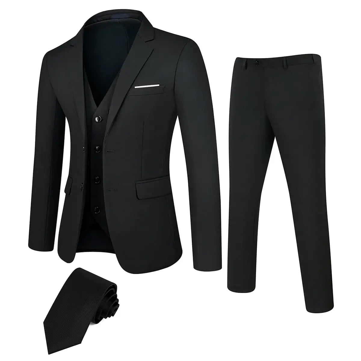 Men's Business Suit Set With Tuxedo Jacket And Trousers