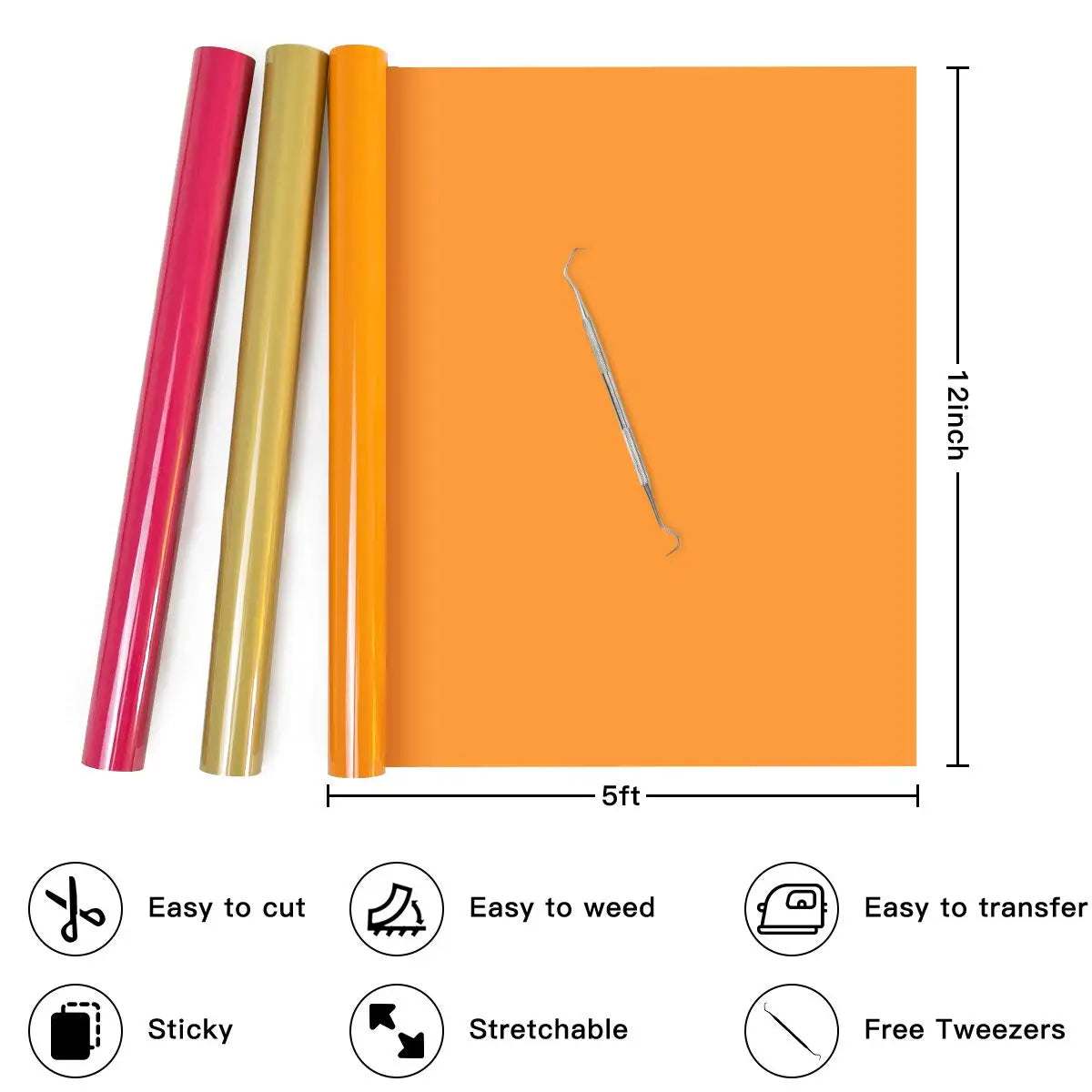 HTVRONT Heat Transfer Vinyl PU HTV Rolls For DIY T Shirts