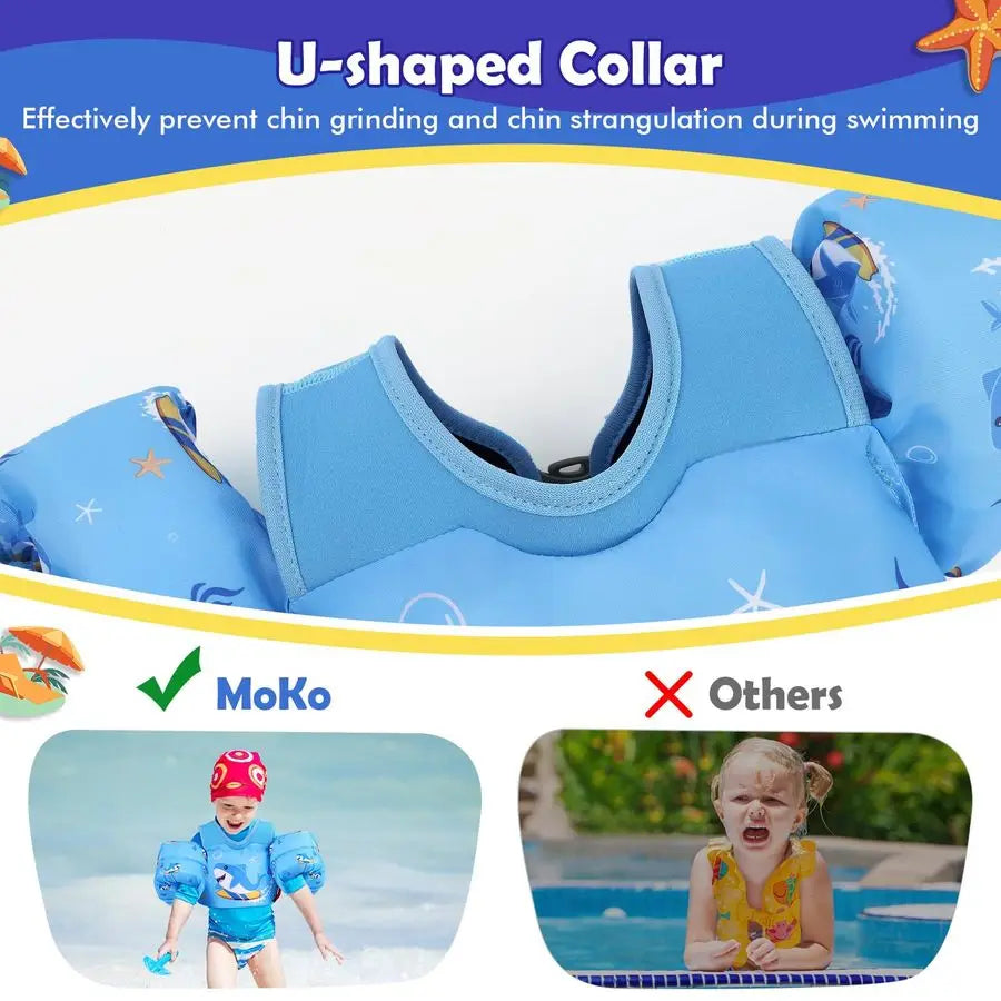 Toddler Swim Vest With Cartoon Arm Floaties Safe Pool Vest
