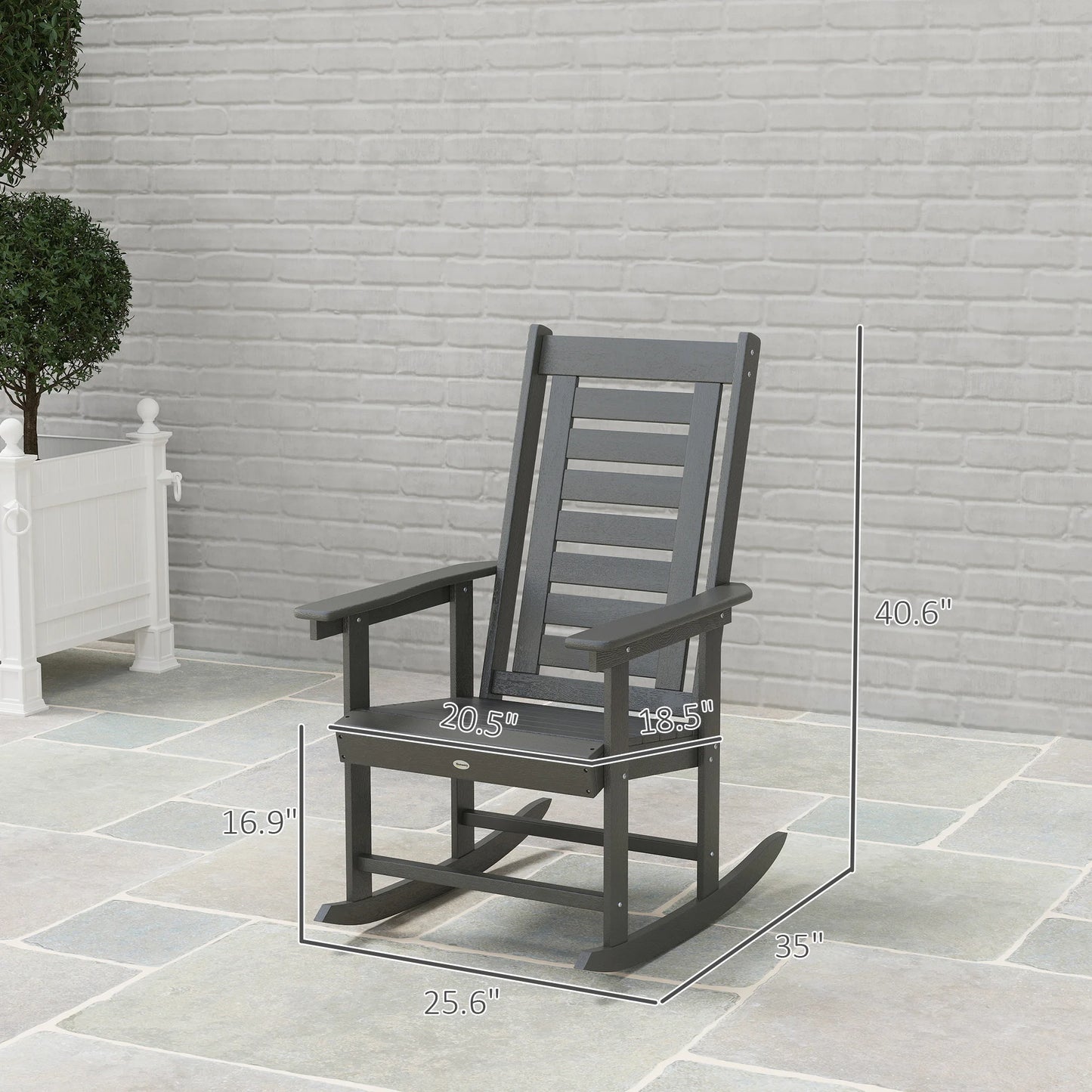 Outsunny Outdoor Patio Rocking Chairs Set With Metal High Back