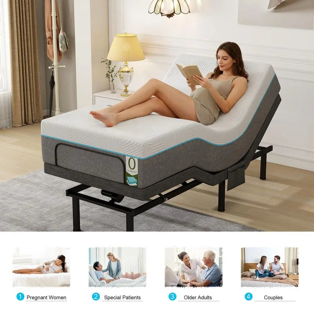 Gel Memory Foam Mattress Included Adjustable Bed Frame