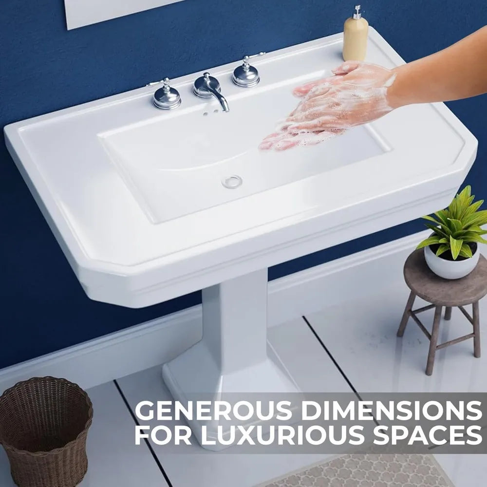 Pedestal Sink Porcelain Pre Drilled Widespread Holes