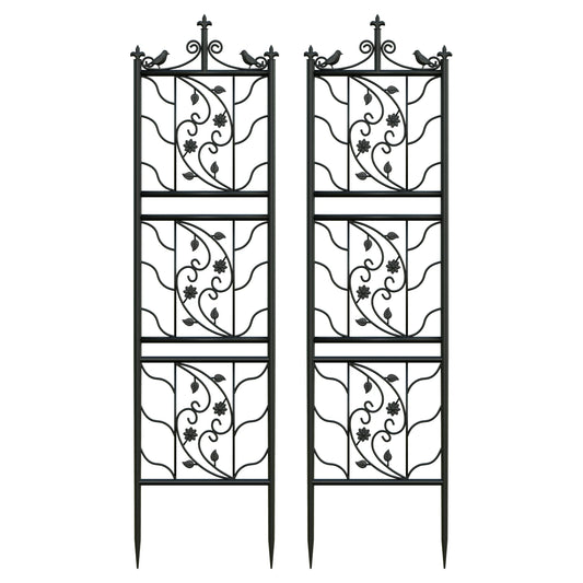 2 Pack Thick Metal Garden Trellis Bird Leaf Fence Panel