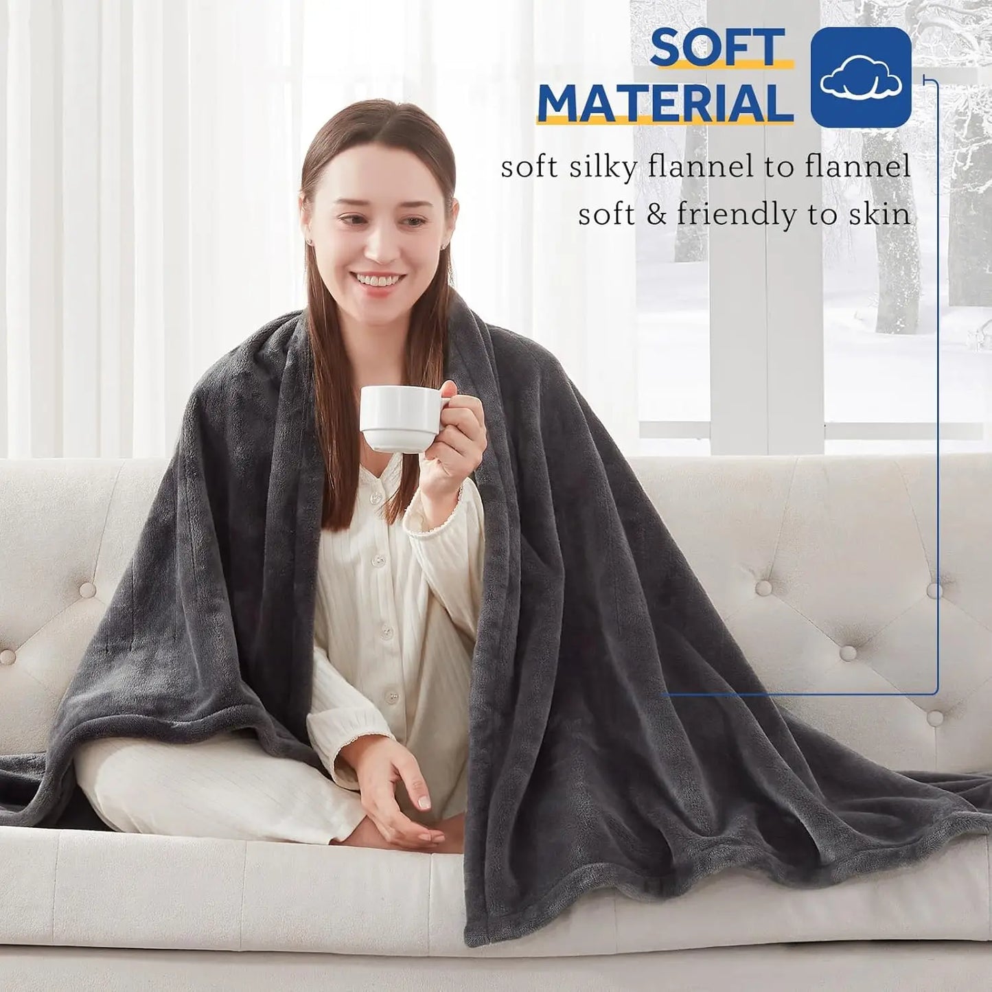 XMSJ Electric Flannel Blanket With Dual Controller Auto Shut Off