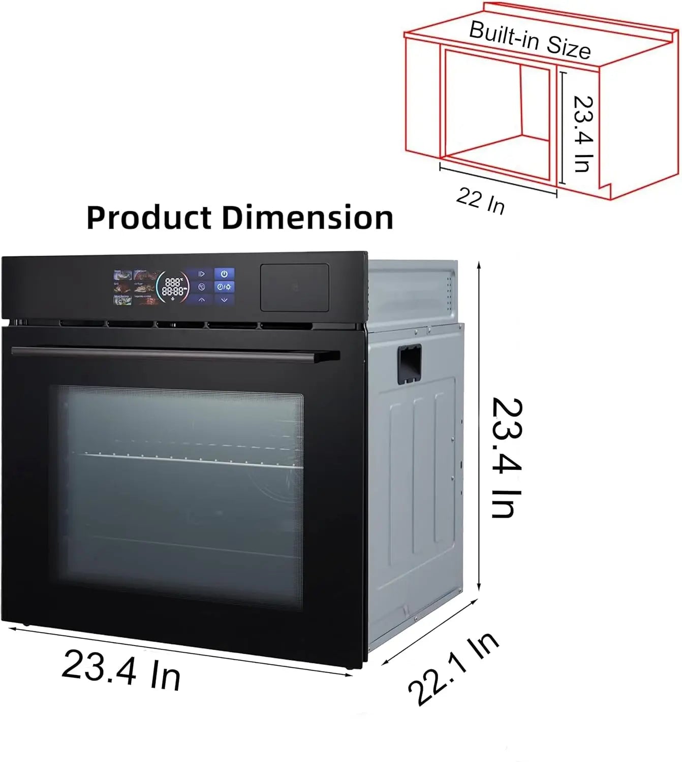 Acekool Built-In Electric Oven 70L Capacity 3000W View Window 8 Functions