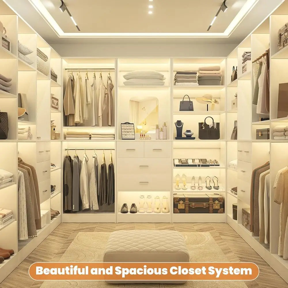 Adjustable Clothing Organizer With Garment Rack For Walk In Closet