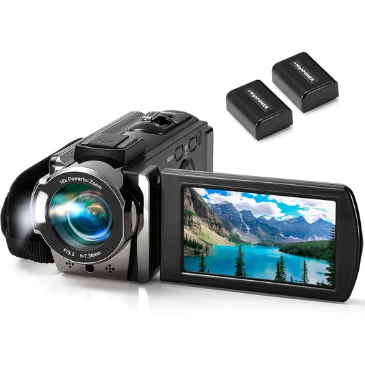 Camcorder Digital Camera Recorder Full HD 1080P 24MP LCD With 16x Digital Zoom Includes Two Batteries