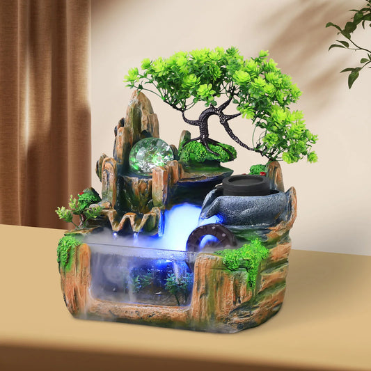 Hign-concerned Rockery Water Fountain With LED Light Mist Effect