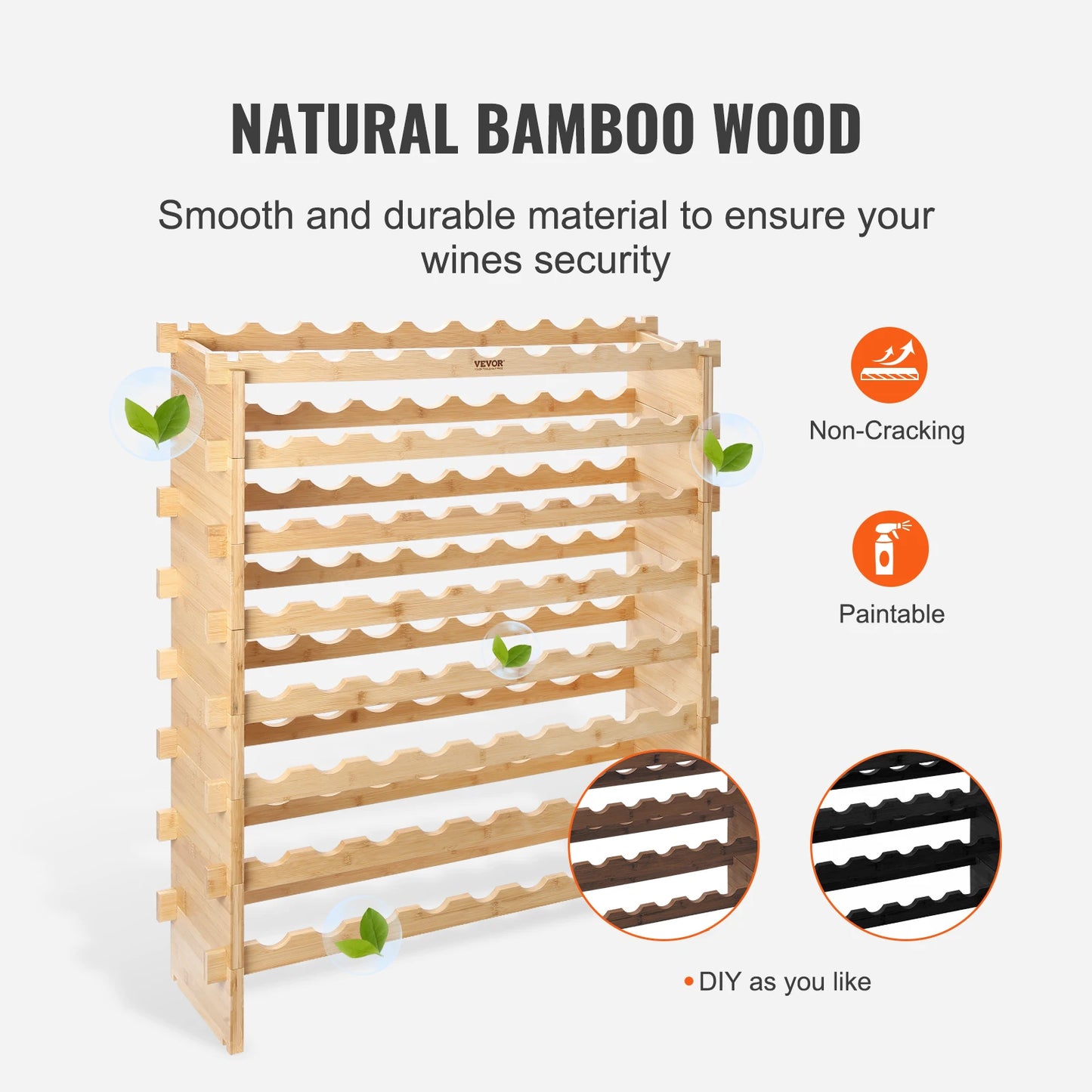 SucceBuy Eight Tier Bamboo Stackable Wine Rack Free Standing