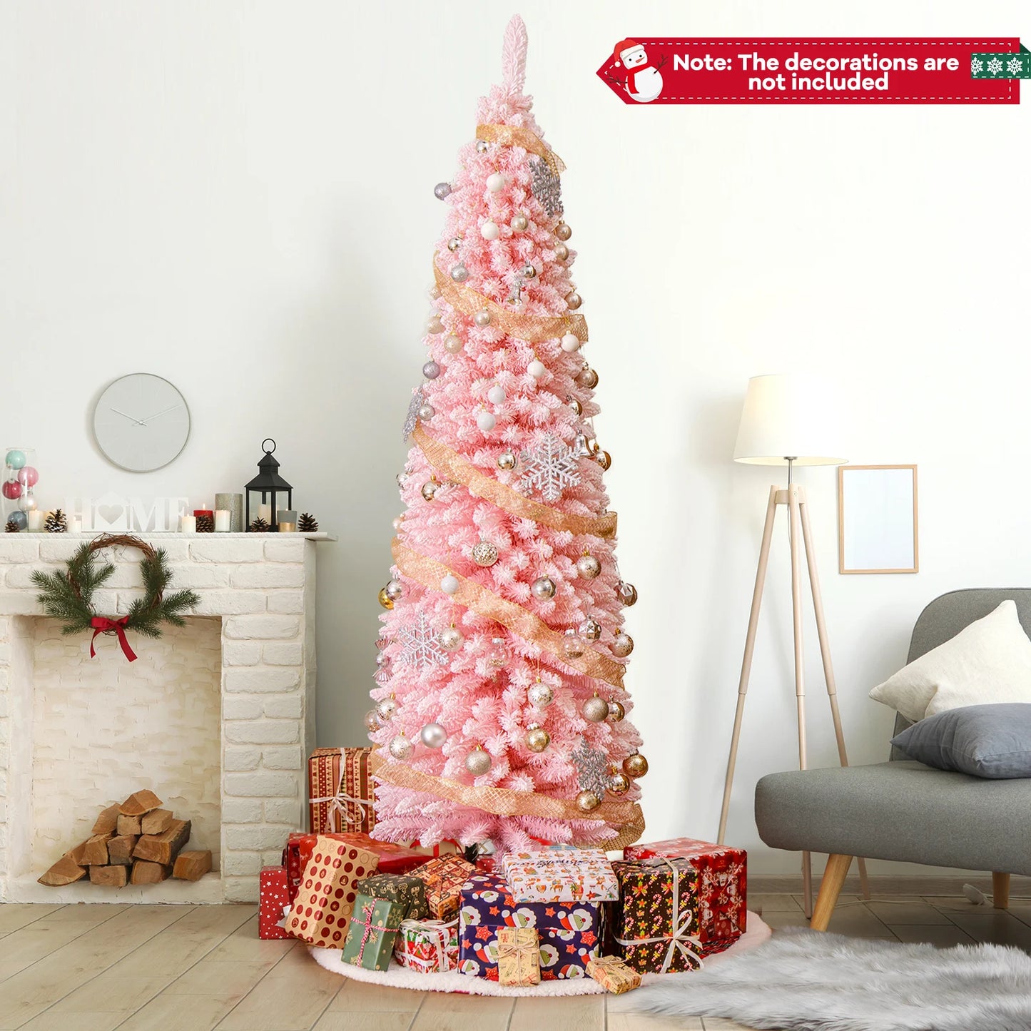 LIFEZEA Pencil Shape Christmas Tree Artificial Holiday Decoration