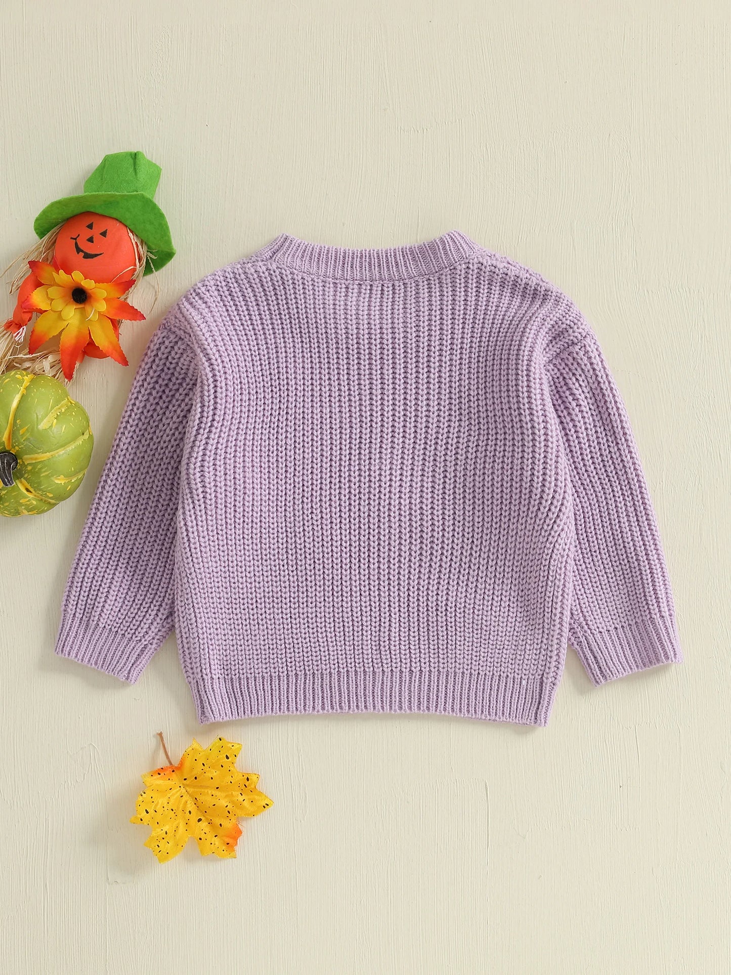NONECN Kids Halloween Bat Witch Hat Embroidered Crewneck Sweater Unisex