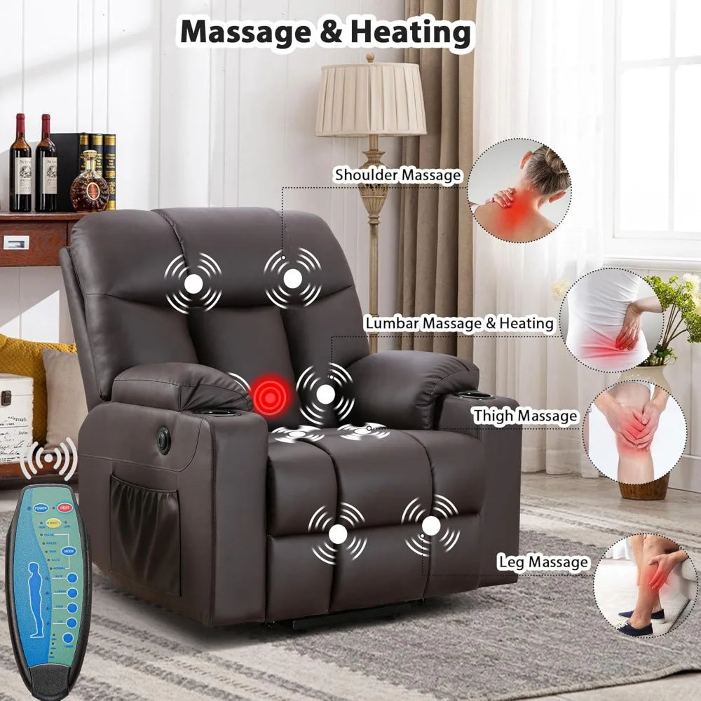 LZJV Oversized Power Lift Recliner Chair For Elderly With Faux Leather Heated Massage