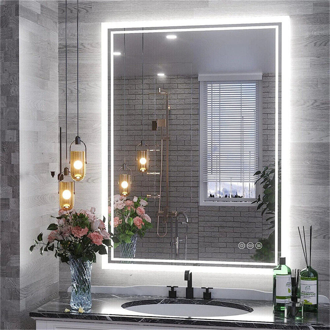 LED Bathroom Mirror BORWART Dimmable Backlit Fogless Wall Mounted IP65