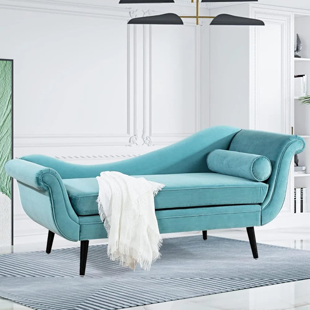 HUANZHUANG Velvet Chaise Lounge Indoor With Scroll Arms