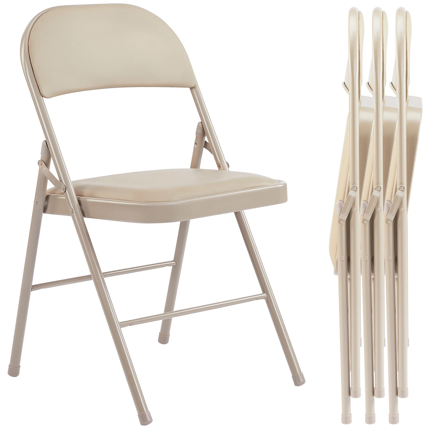 JHK Leather Padded Folding Chairs 4 Pack For Home Office