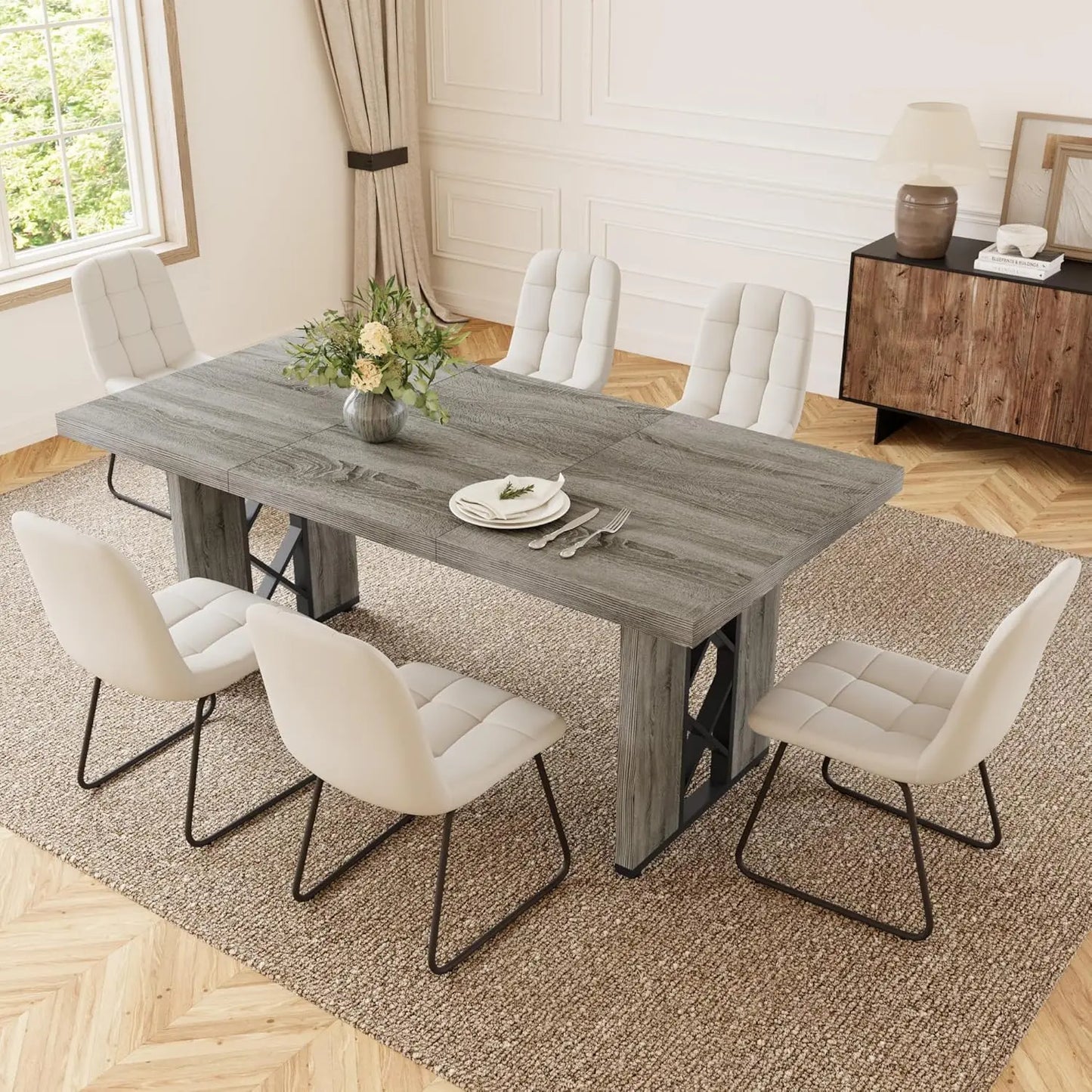 Angduo 3 Piece Dining Table Set Rectangular Table Benches