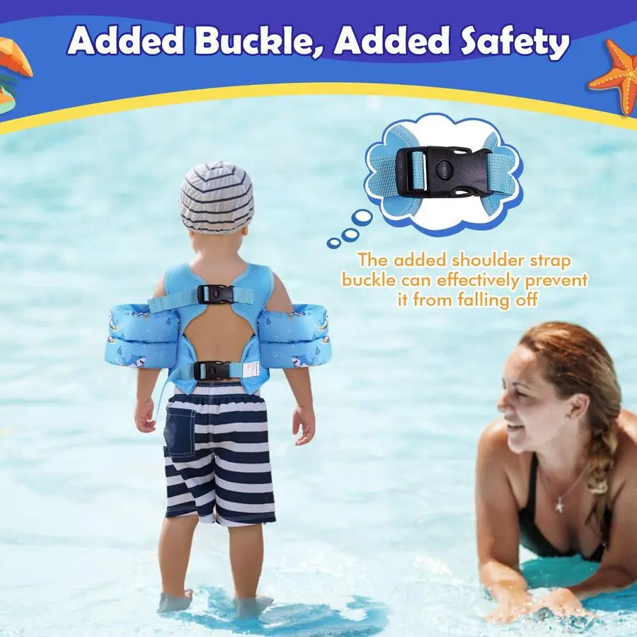 Toddler Swim Vest With Cartoon Arm Floaties Safe Pool Vest