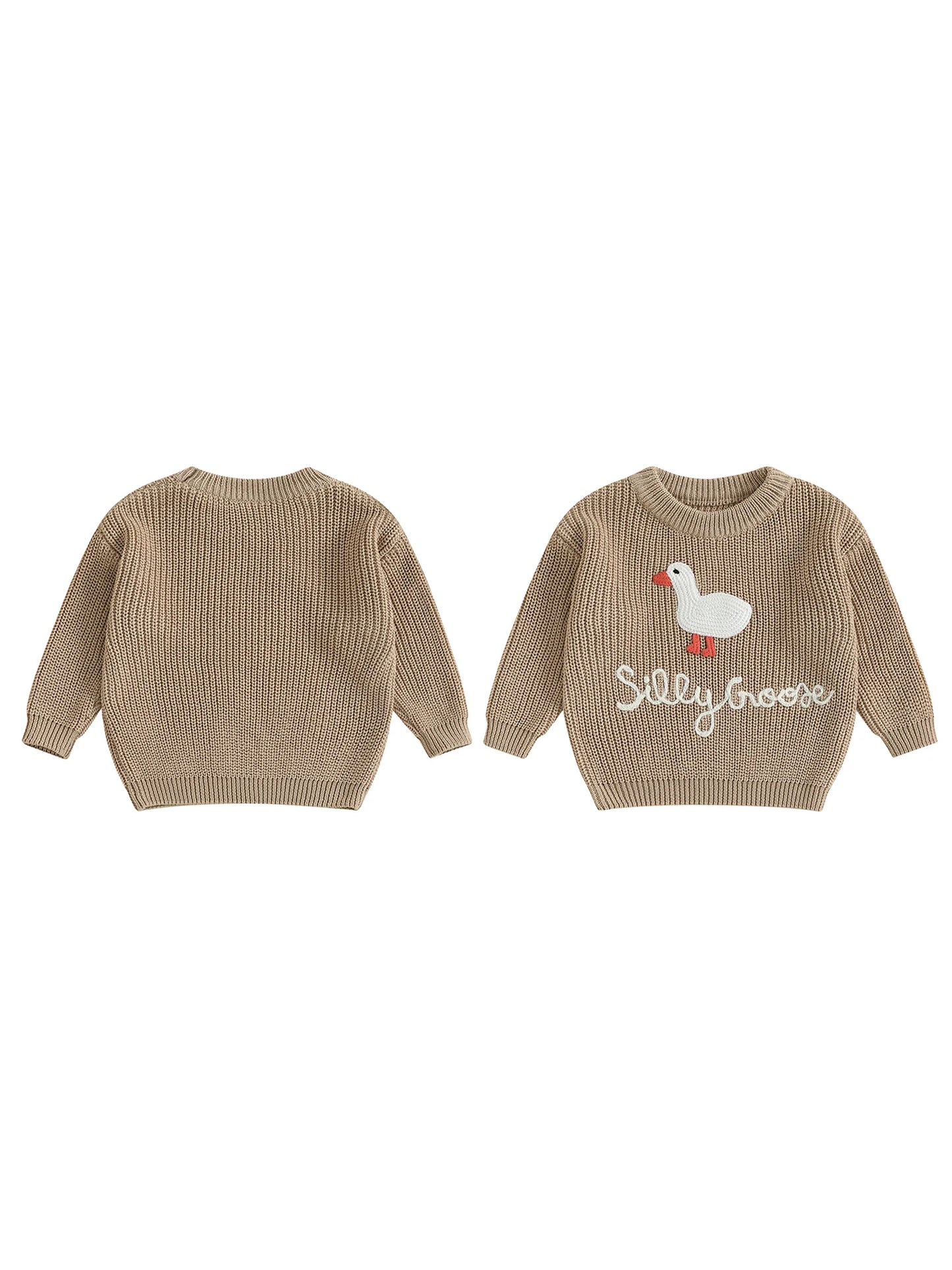 Infant Toddler Duck Sweater Unisex Embroidered Crewneck Knit Top