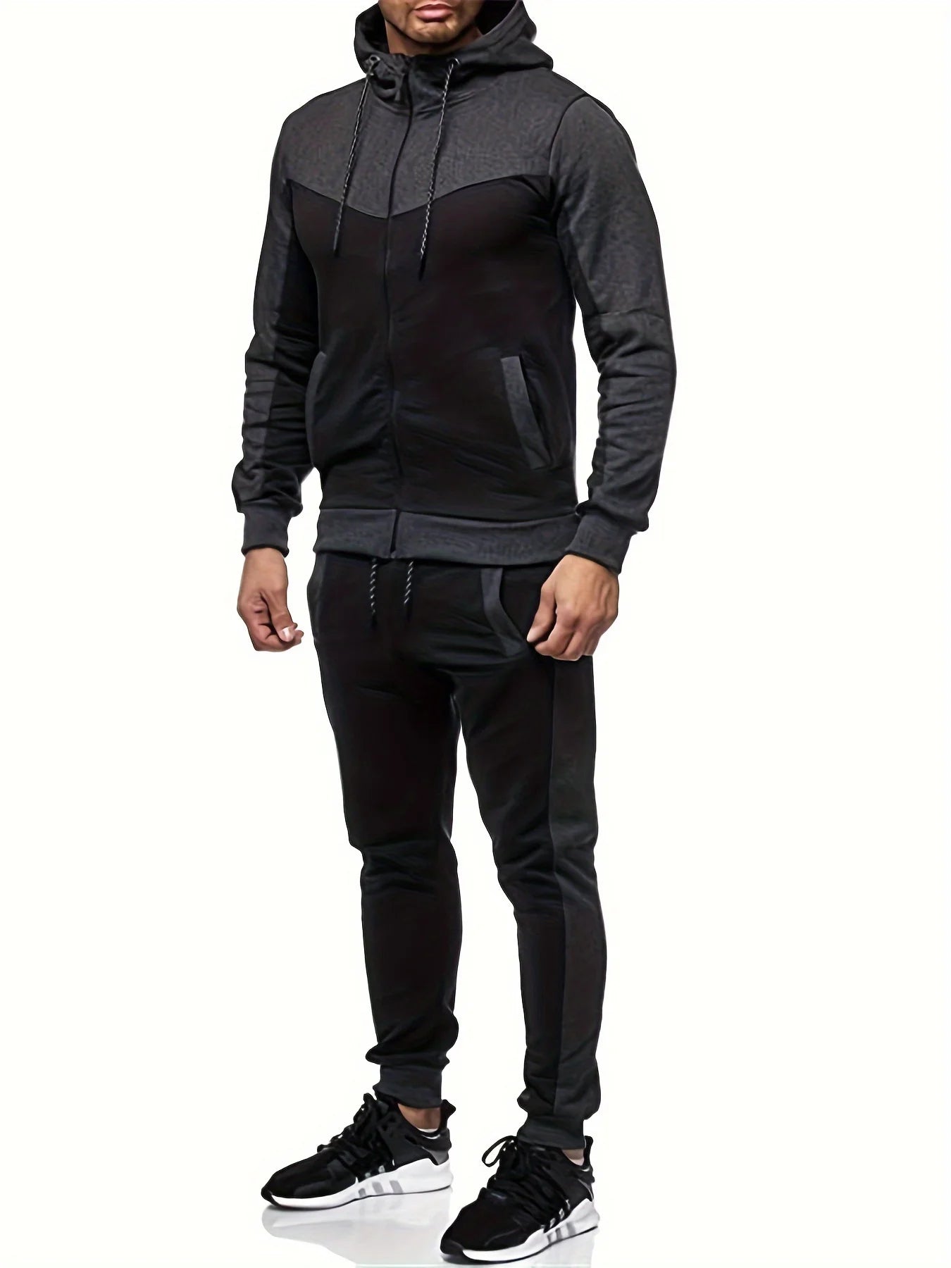 Autumn And Winter Men's Hooded Cardigan Set For Leisure Wear